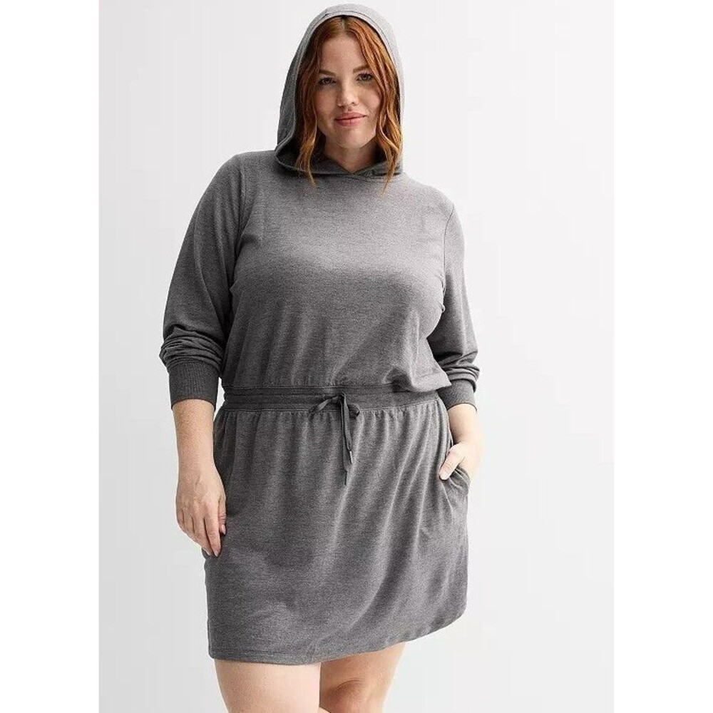 Tek Gear Women's Plus Size French Terry Dress Size 1X, Gray NWT